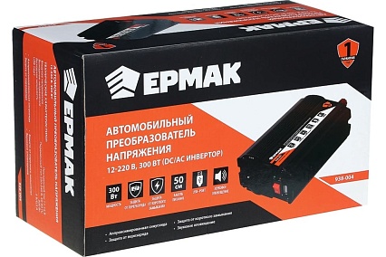 Автомобильный преобразователь напряжения Ермак 12-220 В, 300Вт, DC/AC Инвертор 938-004