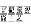 Сверло Yato фрезеровальное по металлу 10,0мм hss-tin hex YT-44828 364844828 092 1