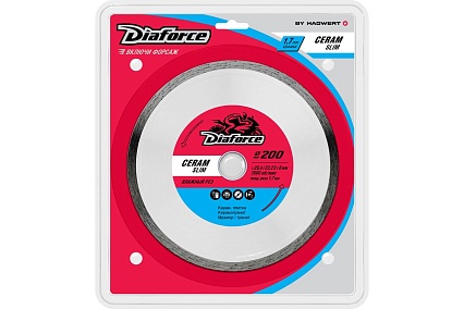 Диск алмазный CERAM SLIM 200x25.4/22.23x8x1.7 мм, тонкий влажный рез Diaforce 514200S