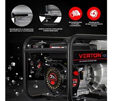 Мотопомпа для сильнозагрязненной воды Verton DWP 80/1200, 7л.с/212см3,80мм/3&quot;, 1200л/мин, 72м3/ч, h8м/26, d30мм 01.17548.17554