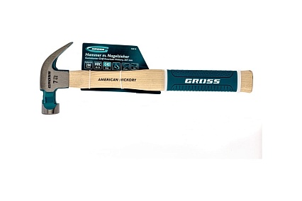 Молоток-гвоздодер Gross American hickory 200г, угол 45, магнит, обрезиненная рукоятка 10414