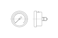 Манометр от 0 до 1.6 бар из нержавеющей стали, D63 мм, NPT 1/4&quot;, штуцер сзади по центру A-Flow G22-S-4N-63B-1,6bar