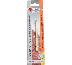 Сверло по стеклу и керамике (6 мм; шестигранный хвостовик) Энкор 9610