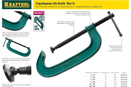 G-образная струбцина Kraftool Extrem 75х45 мм, G-75 32229-075