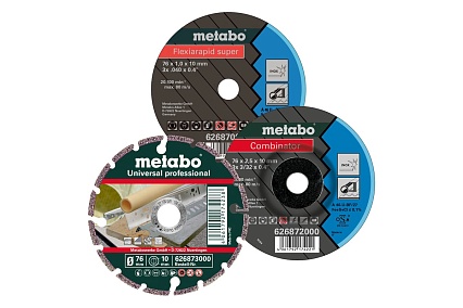 Набор дисков (76 мм; отрезной, зачистной, алмазный) Metabo 626879000