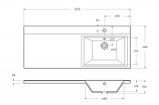 Раковина BelBagno Kraft 120 см BB1200/480-LV-MR-R правая