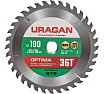 Диск пильный по дереву Optima 190х20/16 мм, 36Т Uragan 36801-190-20-36_z01
