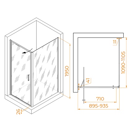Душевой уголок RGW Stilvol SV-145B (SV-05B + Z-050-2B) 90x110 прозрачное, черный 703214591-14