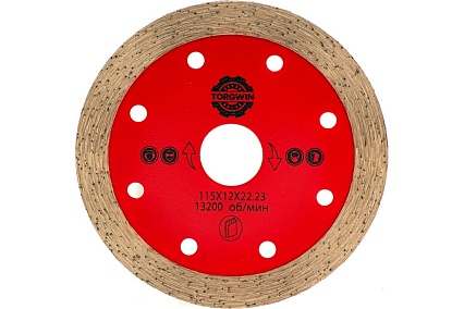 Диск алмазный отрезной сплошной по керамике, серия Pro 115x22.2/12x1.1 мм TORGWIN 106AG-11522KL-12_TW