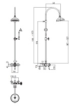 Душевая стойка M&Z Thermoset King KNG20323 бронза, с термостатом