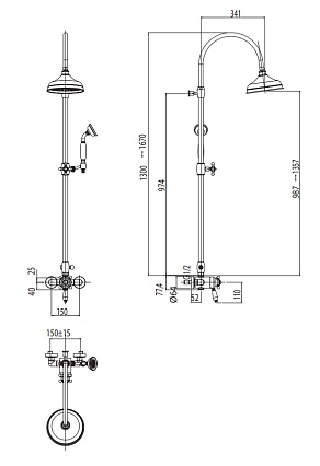 Душевая стойка M&Z Thermoset King KNG20323 бронза, с термостатом