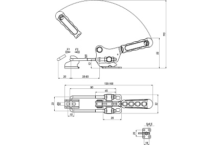 Защелка KUKAMET регулируемая со скобой, рукояткой и крюком B311-1