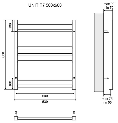 Полотенцесушитель электрический Lemark Unit LM45607EBL П7 50x60, черный