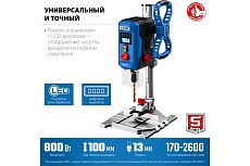 Настольный вертикально-сверлильный станок Зубр Профессионал 800 Вт, 13 мм БЗП ВСС-П800