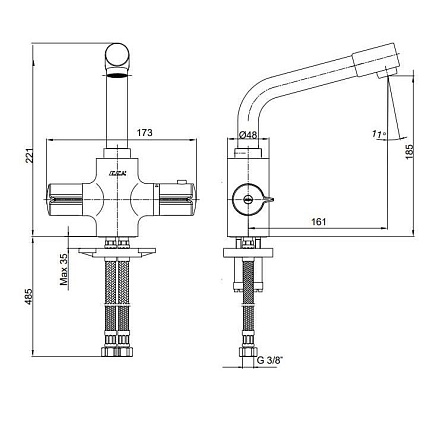 Смеситель для раковины E.C.A. Thermostatic 102108730EX термостат