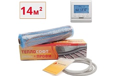 Нагревательный мат ТеплоСофт Профи 14 м.кв., 2100 Вт, с электронным терморегулятором 142100/3