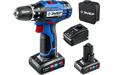 Дрель-шуруповерт Зубр Профессионал 12 В, 2 АКБ, в сумке DL-121-42