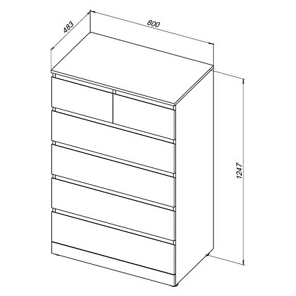 Комод Aquanet Сканди 80 см 6 ящиков, дуб крафт 00302546