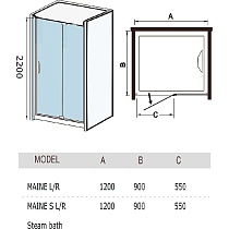 Душевая кабина WeltWasser Maine 120x90 хром, прозрачное, L