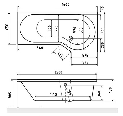 Акриловая ванна Excellent Be Spot 160x80 L/R