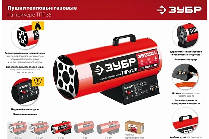 Газовая тепловая пушка Зубр 55 кВт ТПГ-55