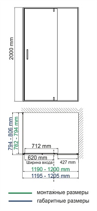 Душевой уголок WasserKRAFT Elbe 74P06 120x80