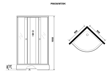 Душевая кабина Niagara Promo P80/26/MT/BK 80x80 стекло матовое, без крыши и г/м