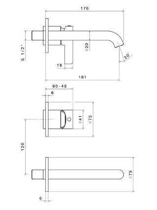 Смеситель для раковины Kerama Marazzi Linea хром 71028EKM.21.018