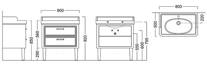 Мебель для ванной Kerama Marazzi Pompei 80 см, 2 ящика белый
