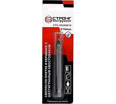 Сверло по стеклу и керамике стс-043 10 мм, шестигранный хвостик, 4 резца Strong стс-04340010