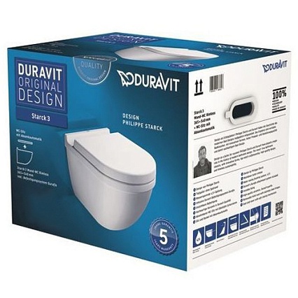 Подвесной унитаз Duravit Starck 3 скрытый крепеж (с крышкой SoftClose) 42250900A1