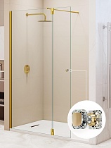 Душевая перегородка RGW Walk In WA-054Gb (WA-010Gb + Z-072Gb) 120x195 брашированное золото, прозрачное 351005423-16