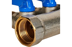 Коллектор с шаровыми кранами STOUT Smb 6211 341204 3/4&quot;, 4 отвода 1/2&quot;, синие ручки RG0091AACQNHBU