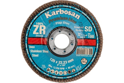 Круг лепестковый торцевой, угловой, цирконат 100% 125х22.2 мм, P-100 ABRAFORM AF-FLAP-CN-125-P100-ZR100