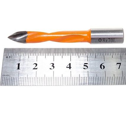 Сверло присадочное усиленное сквозное (8x70 мм; S=10x20 мм; LH) ROTIS 422.0870L