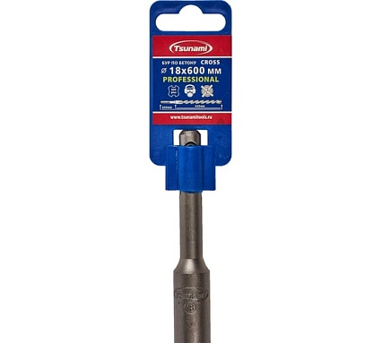 Бур по бетону Tsunami PROFESSIONAL Cross 18х600/545 мм, SDS-plus T10610300018600