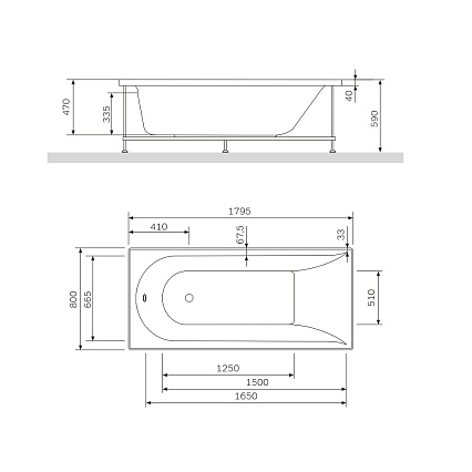 Акриловая ванна Am.Pm Spirit W72A-180-080W-A2 180x80 см