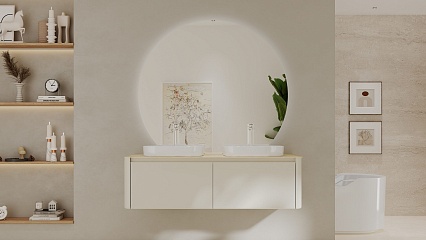 Мебель для ванной Black&White Universe U916.1400-2 Double 140 см, бежевый, две раковины Мебель для ванной Black&White Universe U916.1400-2 Double 140 см, бежевый, две раковины