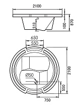 Акриловая ванна Gemy G9060 B 210x210 с г/м