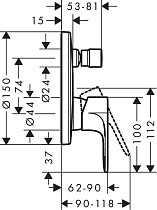 Смеситель для душа Hansgrohe Rebris S 72466000 (внешняя часть) хром