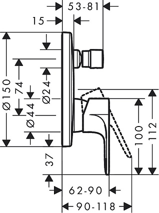 Смеситель для душа Hansgrohe Rebris S 72466000 (внешняя часть) хром