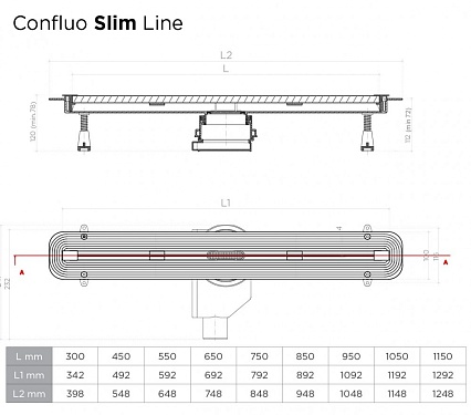 Душевой лоток Pestan Confluo Slim Line 650+ хром матовый