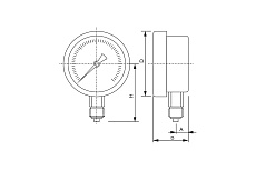 Манометр от 0 до 1.6 бар из нержавеющей стали, D100 мм, NPT 1/2&quot;, штуцер снизу A-Flow G32-S-8N-100A-1,6bar