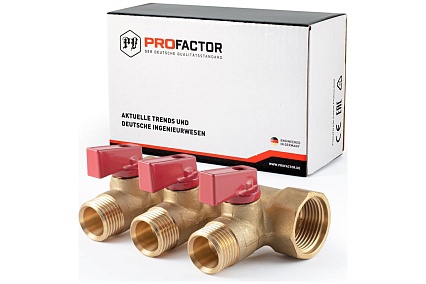 Коллектор с шаровыми кранами PROFACTOR в/н 3/4" х 3 вых 1/2"нар PF MV 264.3