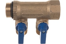 Коллектор Tiemme Nino НВ, 3/4&quot;, с кранами, 2 выхода, 1/2&quot;, Н 36 мм, синий 1820072