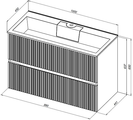 Тумба с раковиной Aquanet Джейн 100 см