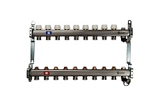 Коллектор из нержавеющей стали без расходомеров, с клапаном выпуска воздуха и сливом STOUT 9 выходов SMS-0932-000009