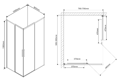 Душевой уголок Vincea Slim VSS-2SL 100x80 черный, прозрачный, R