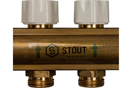 Распределительный коллектор из латуни без расходомеров 8 вых. STOUT SMB 0468 000008