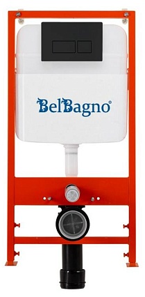 Инсталляция для унитаза BelBagno BB026/BB044NERO с кнопкой, черный матовый